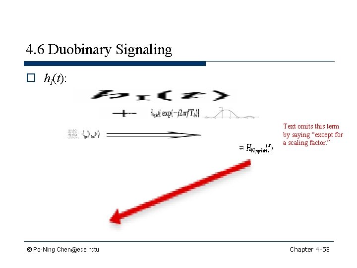 4. 6 Duobinary Signaling o h. I(t): Text omits this term by saying “except