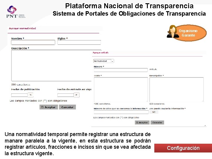 Plataforma Nacional de Transparencia Sistema de Portales de Obligaciones de Transparencia Organismo Garante Una