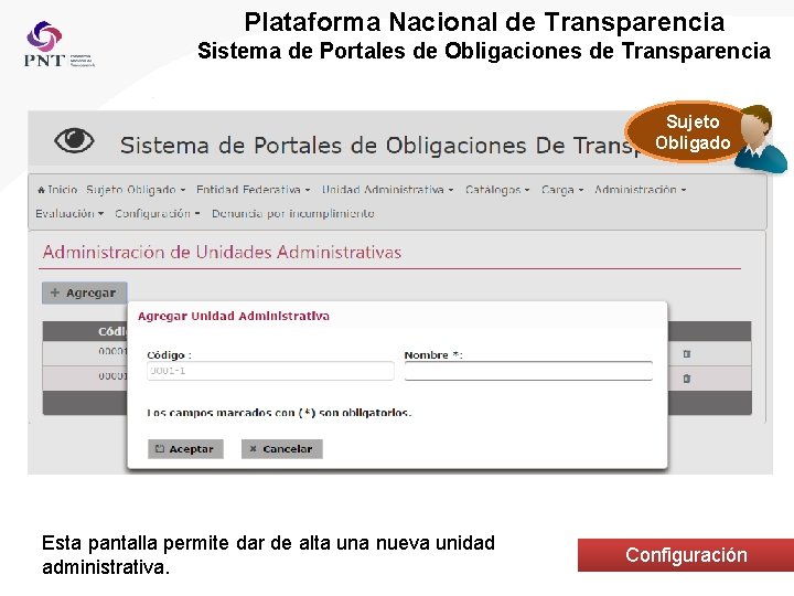 Plataforma Nacional de Transparencia Sistema de Portales de Obligaciones de Transparencia Sujeto Obligado Esta