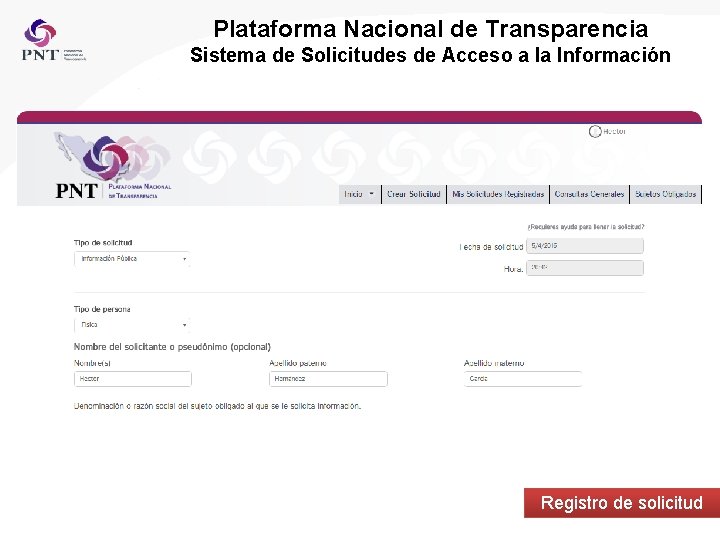 Plataforma Nacional de Transparencia Sistema de Solicitudes de Acceso a la Información Registro de