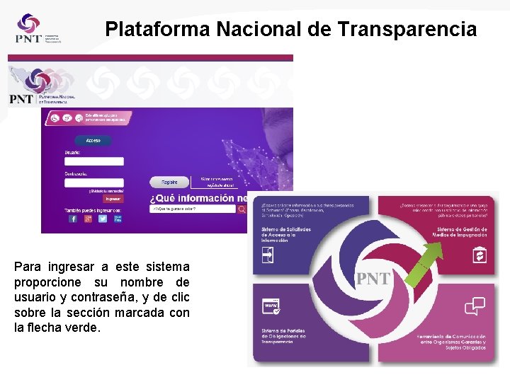Plataforma Nacional de Transparencia Para ingresar a este sistema proporcione su nombre de usuario
