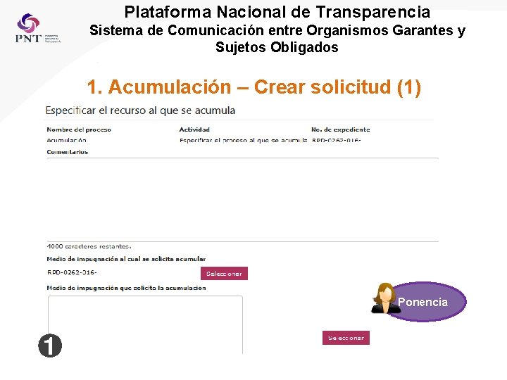 Plataforma Nacional de Transparencia Sistema de Comunicación entre Organismos Garantes y Sujetos Obligados 1.