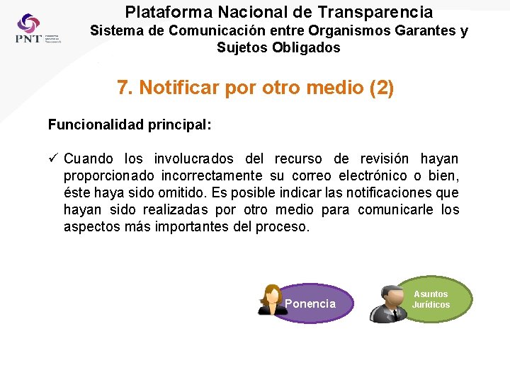 Plataforma Nacional de Transparencia Sistema de Comunicación entre Organismos Garantes y Sujetos Obligados 7.