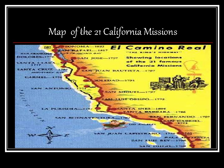 Map of the 21 California Missions 