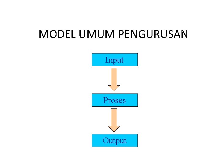 MODEL UMUM PENGURUSAN Input Proses Output 