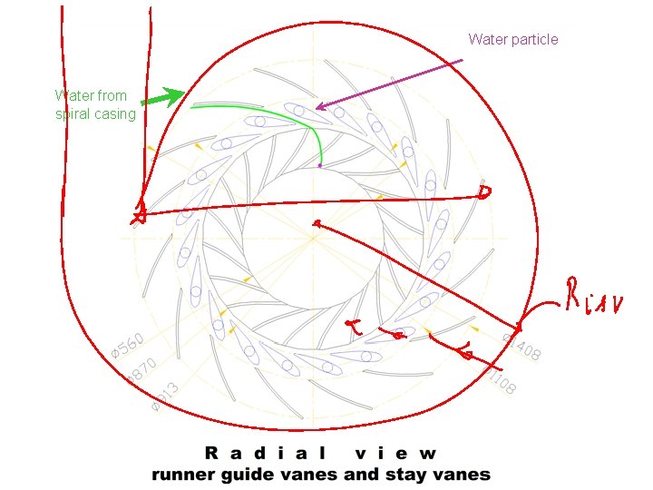 Water particle Water from spiral casing 