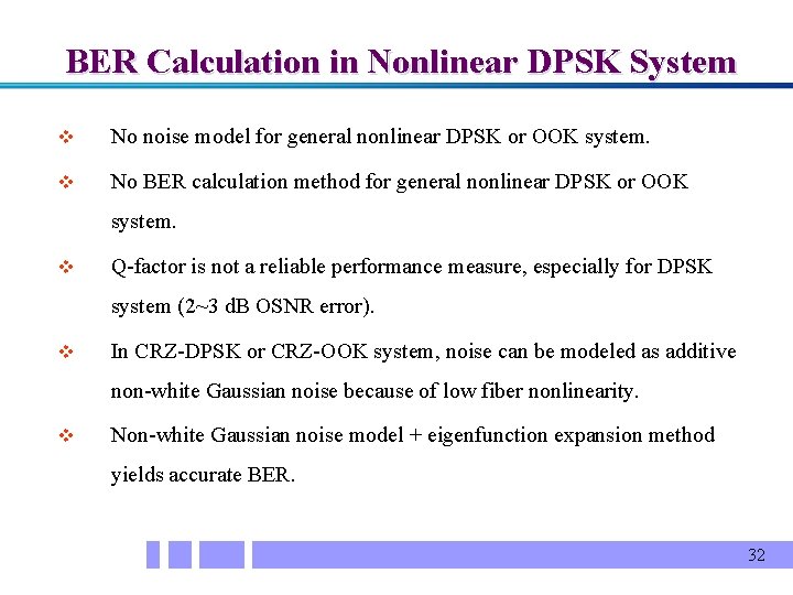 BER Calculation in Nonlinear DPSK System v No noise model for general nonlinear DPSK