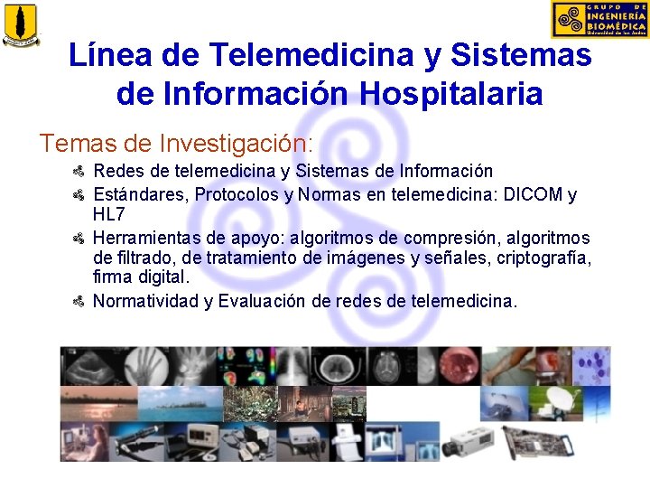 Línea de Telemedicina y Sistemas de Información Hospitalaria Temas de Investigación: Redes de telemedicina