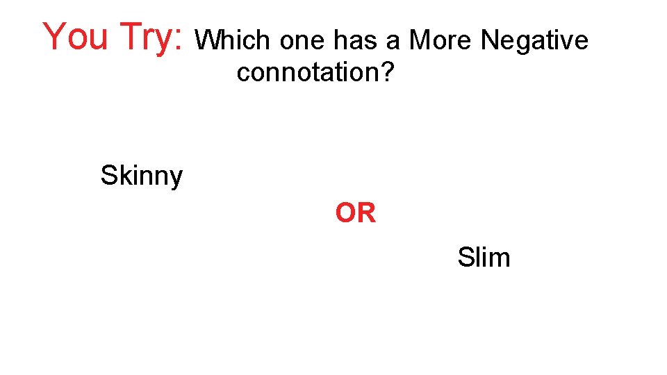 You Try: Which one has a More Negative connotation? Skinny OR Slim 