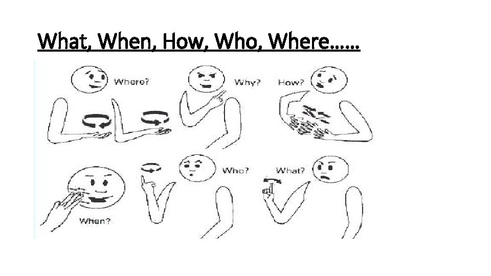 What, When, How, Who, Where…… What, When, How, Who, Where……