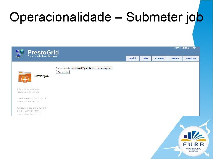 Operacionalidade – Submeter job 