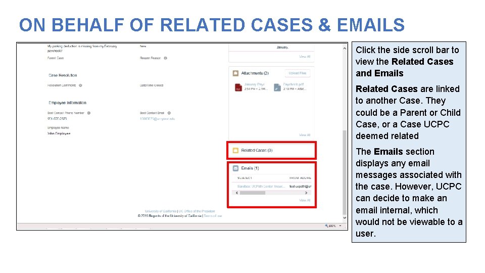ON BEHALF OF RELATED CASES & EMAILS Click the side scroll bar to view