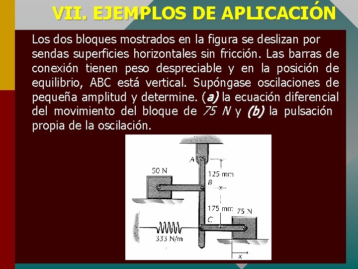 VII. EJEMPLOS DE APLICACIÓN Los dos bloques mostrados en la figura se deslizan por