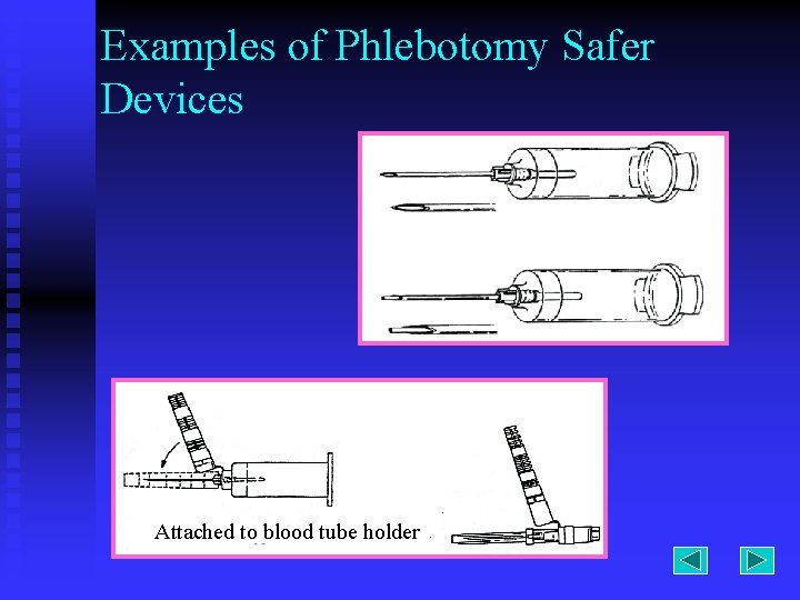 Examples of Phlebotomy Safer Devices Attached to blood tube holder 