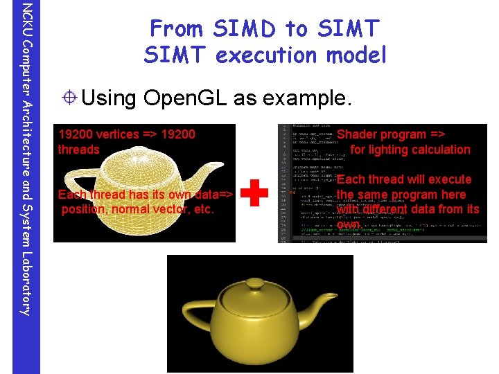 NCKU Computer Architecture and System Laboratory From SIMD to SIMT execution model Using Open.