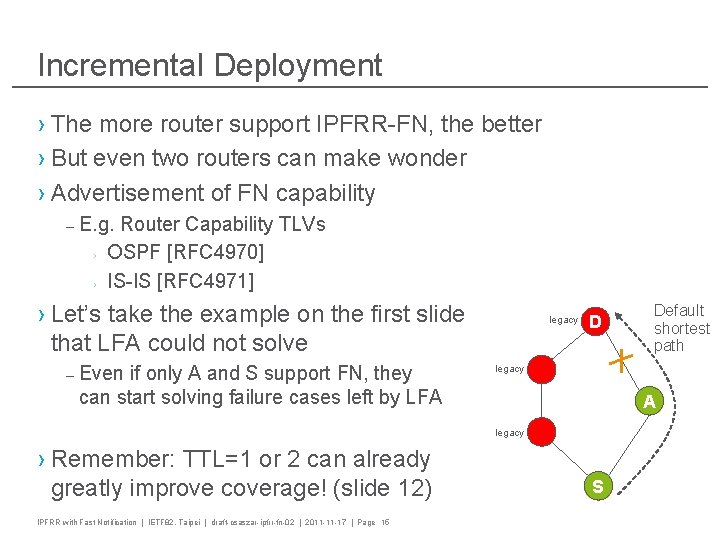 Incremental Deployment › The more router support IPFRR-FN, the better › But even two