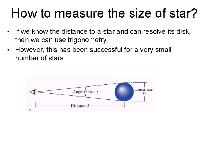 How to measure the size of star? • If we know the distance to