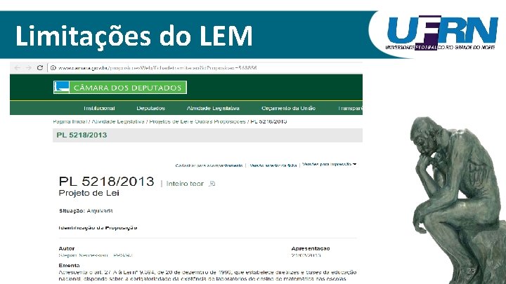 Limitações do LEM 23 