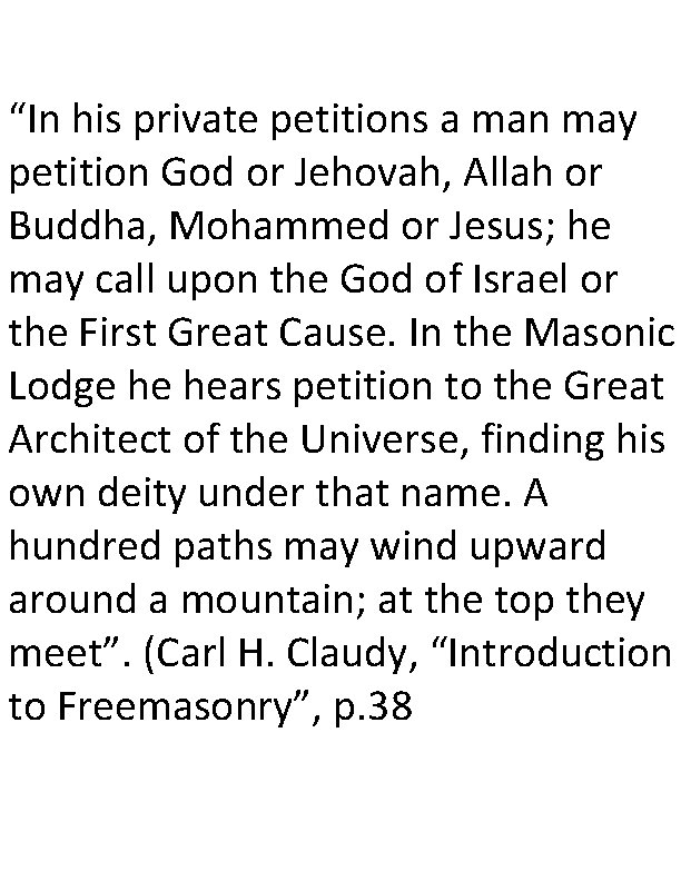 “In his private petitions a man may petition God or Jehovah, Allah or Buddha,