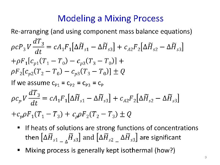 Modeling a Mixing Process 9 