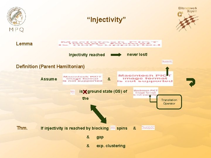 “Injectivity” Lemma never lost! Injectivity reached Definition (Parent Hamiltonian) Assume & is a ground