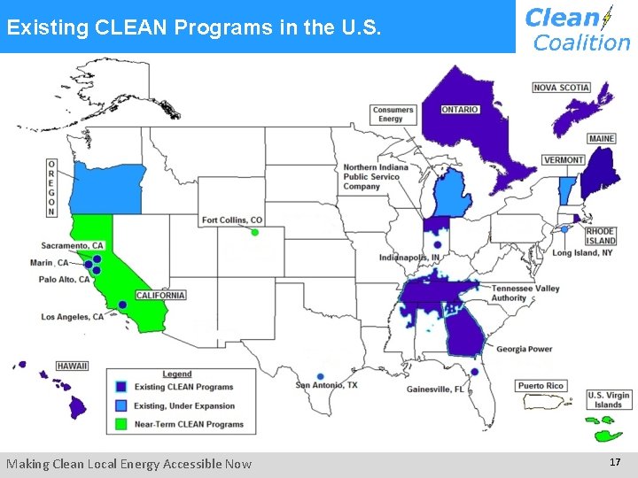 Existing CLEAN Programs in the U. S. Making Clean Local Energy Accessible Now 17