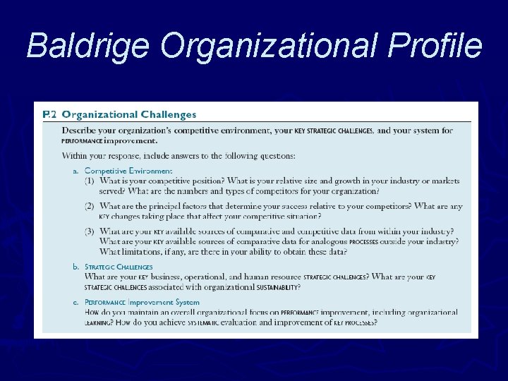 Baldrige Organizational Profile 
