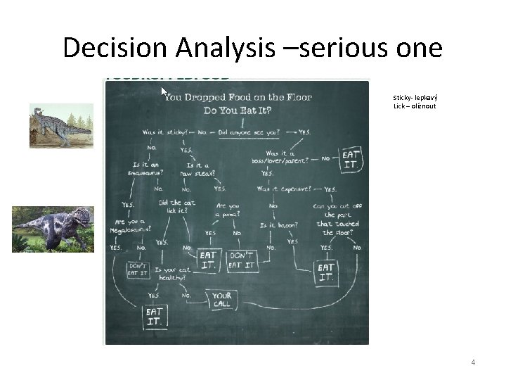 Decision Analysis –serious one Sticky- lepkavý Lick – olíznout 4 