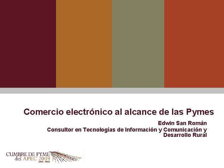 Comercio electrónico al alcance de las Pymes Edwin San Román Consultor en Tecnologías de