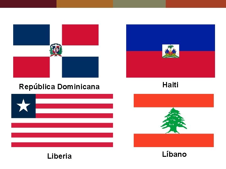 República Dominicana Liberia Haiti Líbano 