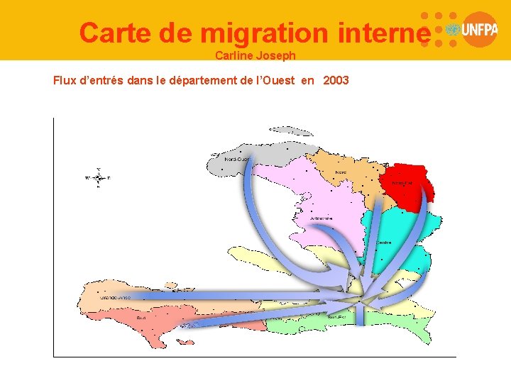 Carte de migration interne Carline Joseph Flux d’entrés dans le département de l’Ouest en