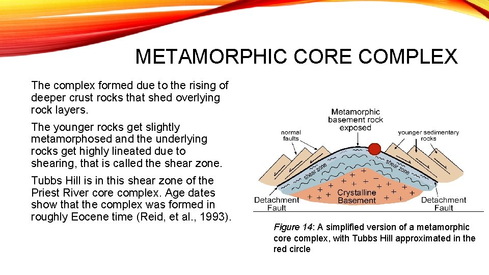 METAMORPHIC CORE COMPLEX The complex formed due to the rising of deeper crust rocks
