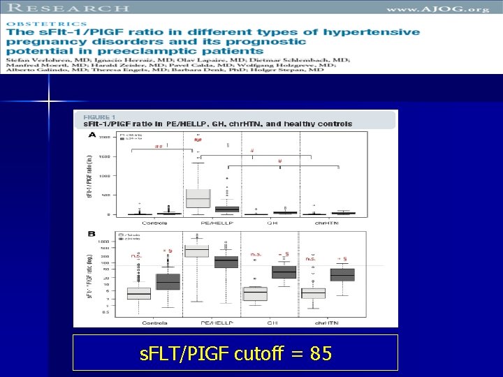 s. FLT/PIGF cutoff = 85 s. FLT/PIGF cutoff = 85