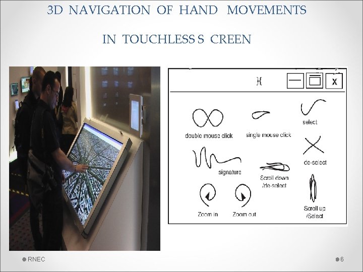 3 D NAVIGATION OF HAND MOVEMENTS IN TOUCHLESS S CREEN RNEC 6 