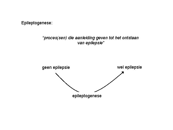 Epileptogenese: “proces(sen) die aanleiding geven tot het ontstaan van epilepsie” wel epilepsie geen epilepsie
