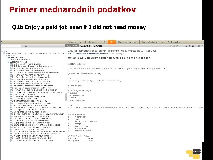 Primer mednarodnih podatkov Q 1 b Enjoy a paid job even if I did