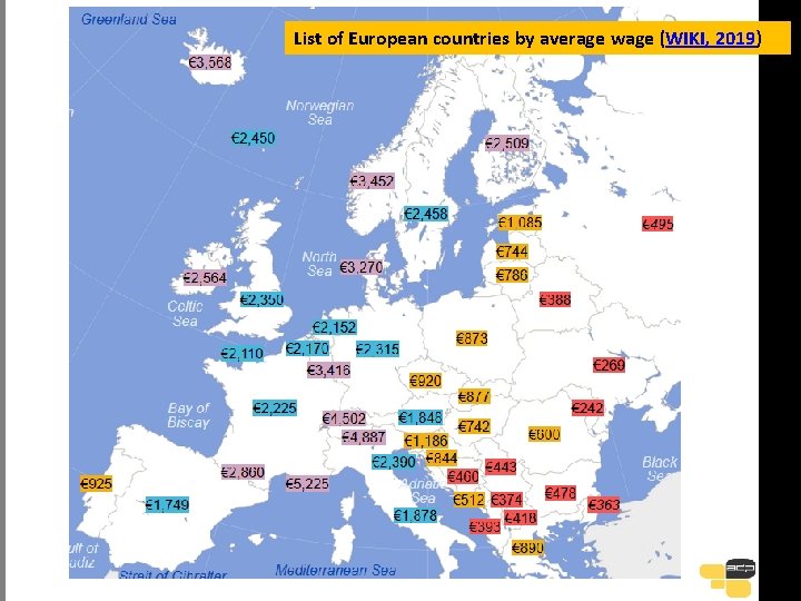 List of European countries by average wage (WIKI, 2019) 