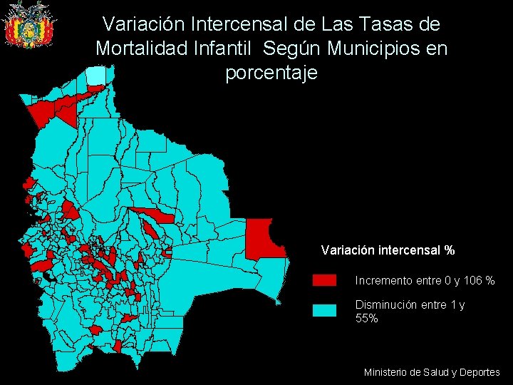 Variación Intercensal de Las Tasas de Mortalidad Infantil Según Municipios en porcentaje Variación intercensal