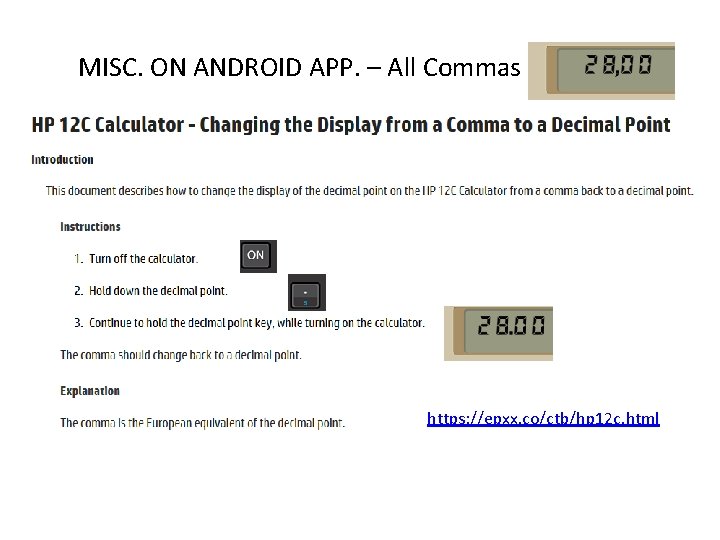 MISC. ON ANDROID APP. – All Commas v https: //epxx. co/ctb/hp 12 c. html