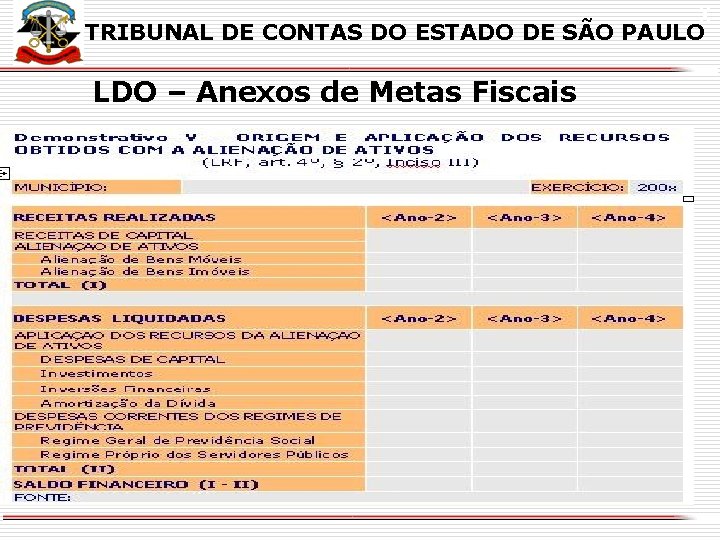 X TRIBUNAL DE CONTAS DO ESTADO DE SÃO PAULO LDO – Anexos de Metas