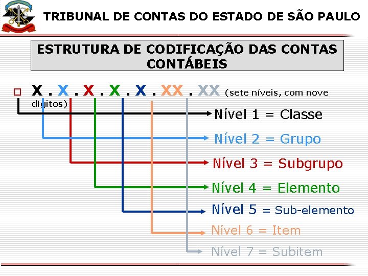 X X TRIBUNAL DE CONTAS DO ESTADO DE SÃO PAULO ESTRUTURA DE CODIFICAÇÃO DAS