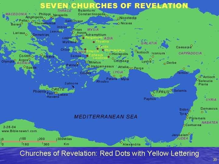 Churches of Revelation: Red Dots with Yellow Lettering 30 
