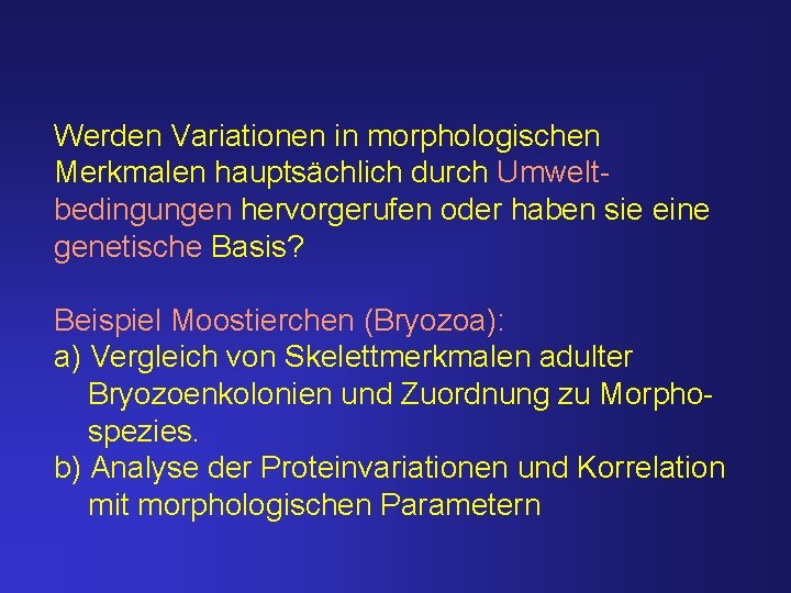 Werden Variationen in morphologischen Merkmalen hauptsächlich durch Umweltbedingungen hervorgerufen oder haben sie eine genetische