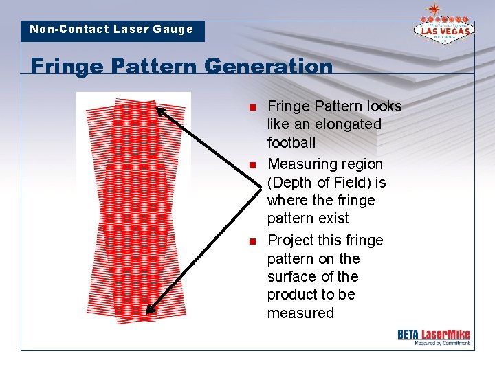 Non-Contact Laser Gauge Fringe Pattern Generation n Fringe Pattern looks like an elongated football