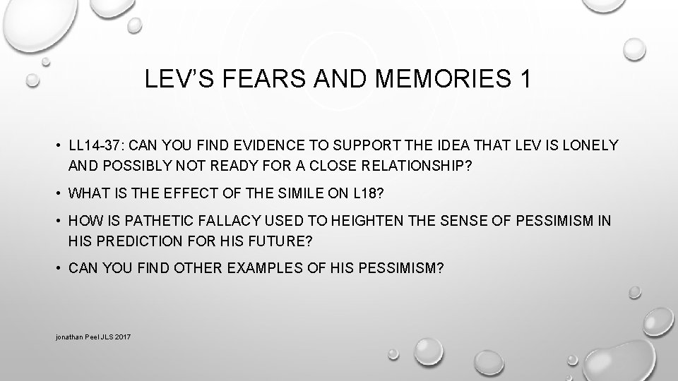 LEV’S FEARS AND MEMORIES 1 • LL 14 -37: CAN YOU FIND EVIDENCE TO