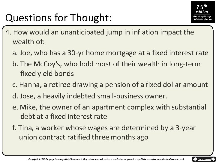 Questions for Thought: 15 th edition Gwartney-Stroup Sobel-Macpherson 4. How would an unanticipated jump