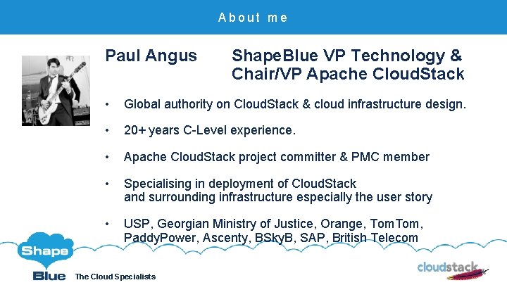 About me Paul Angus Shape. Blue VP Technology & C l i c. Chair/VP