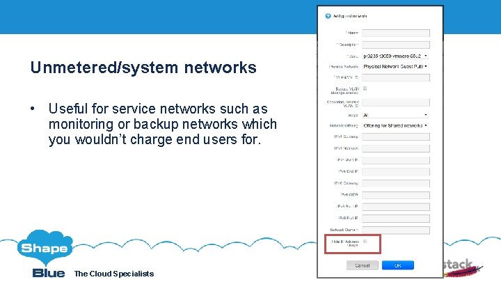 Unmetered/system networks Click to edit • Useful for service networks such as monitoring or