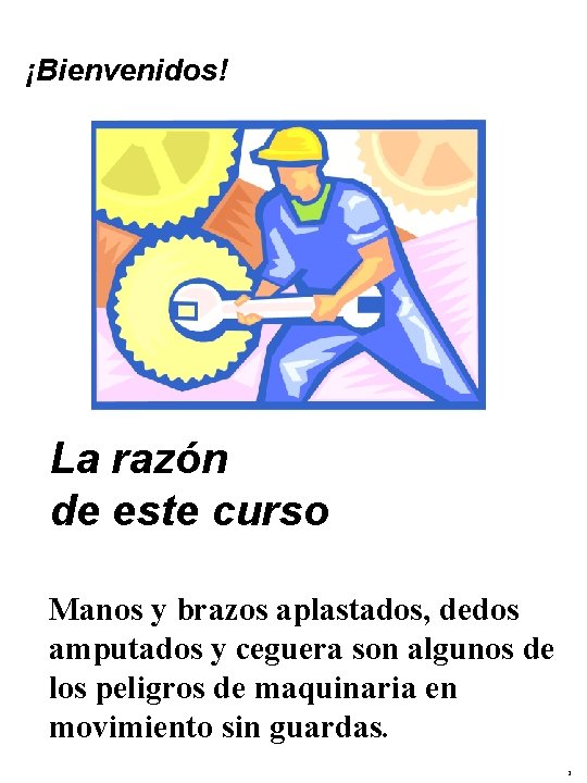 ¡Bienvenidos! La razón de este curso Manos y brazos aplastados, dedos amputados y ceguera