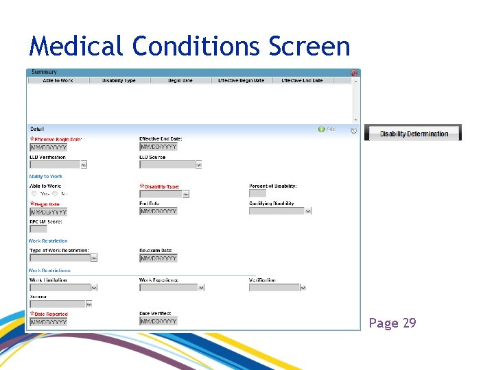 Medical Conditions Screen Page 29 